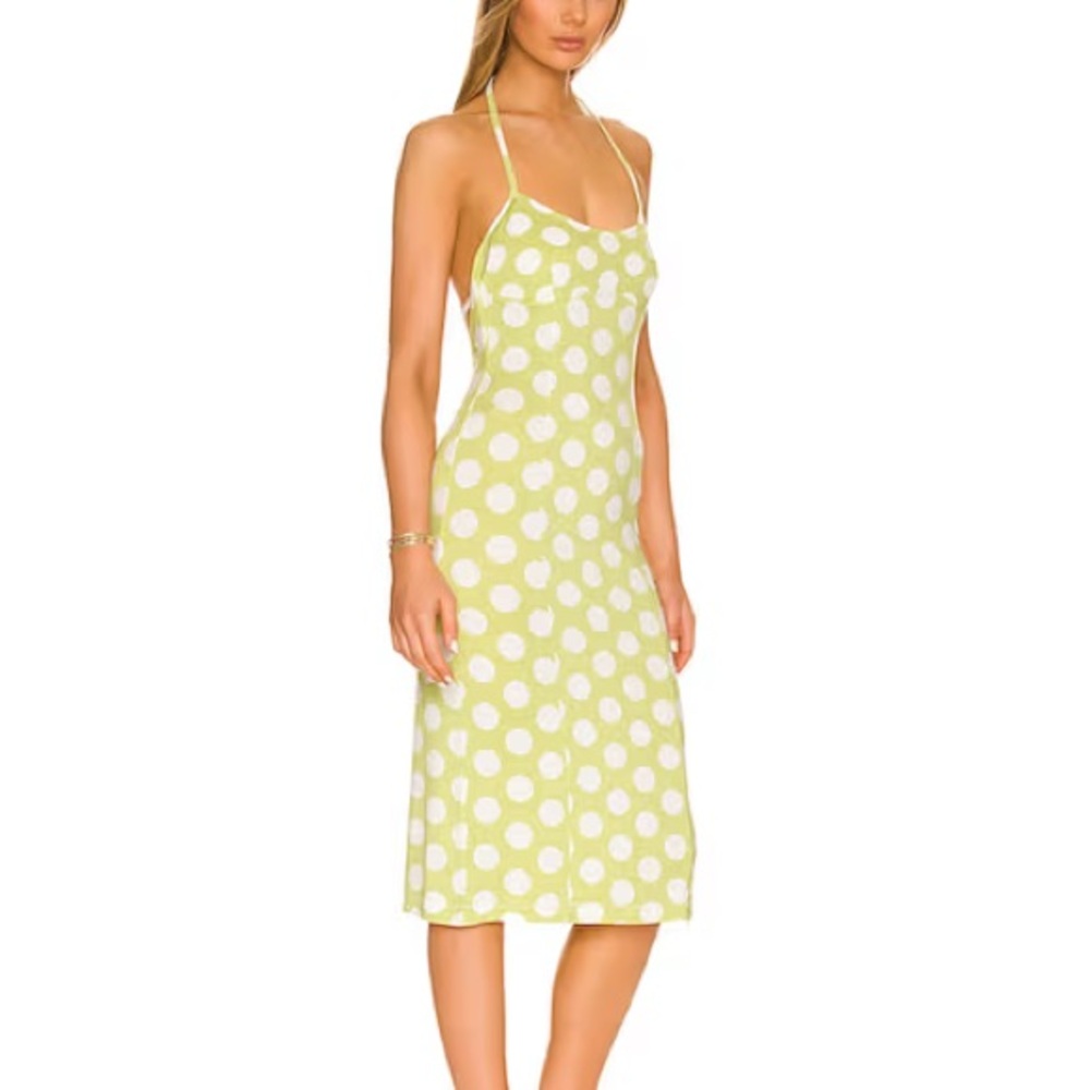 LPA Caterina Midi Dress XS in Festive Polka Dot
